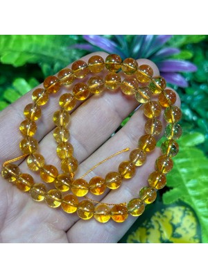 Taş Uzmanı Küre Sitrin Renkli Kuvars Taşı 8 mm