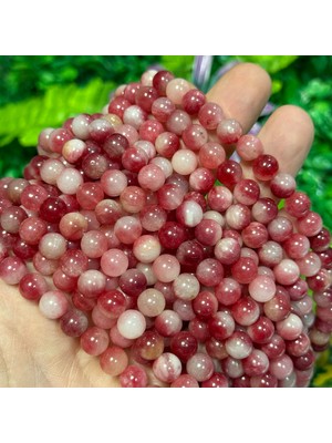 Taş Uzmanı Küre Rodokrozit Renkli Kuvars Taşı 8 mm