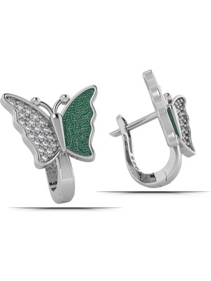 Normadia Parlak Gümüş J Küpe, Zirkon Taşlı, Mineli Tasarım, Şık Takı