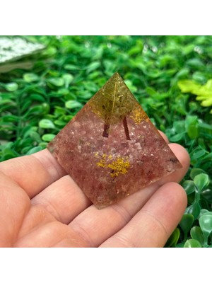 Taş Uzmanı Orgonit Piramit – Ametist Zemin, Bakır Ağaç ve Yeşim Yapraklar