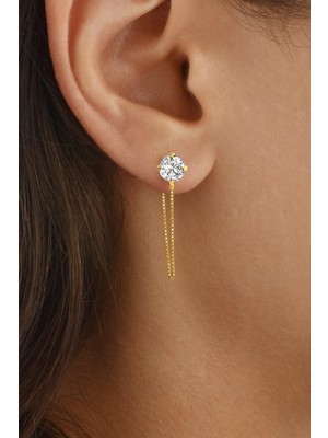 Normadia 925 Ayar Gümüş 5 mm Küp Zincirli Şık Küpe