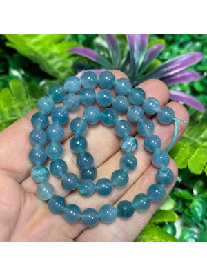 Taş Uzmanı Küre Koyu Akuamarin Renkli Kuvars Taşı 8 mm