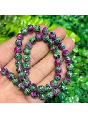 Taş Uzmanı Küre Anyolit Renkli Kuvars Taşı 8 mm