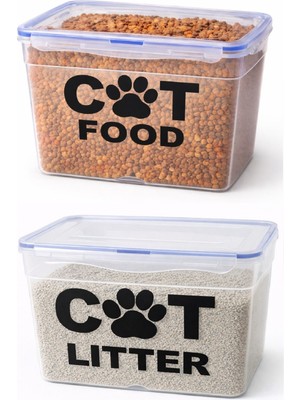 9lt+9 Lt 2li Set Kedi Maması Saklama Kutusu ve Kedi Kumu Saklama Kutusu Sızdırmaz Contalı Silikonlu vakumlu hava almaz bayatlamaz özel ürün