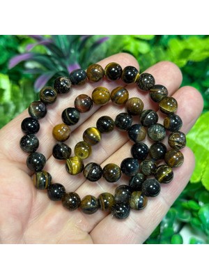 Taş Uzmanı Küre Kaplan Gözü Renkli Kuvars Taşı 8 mm