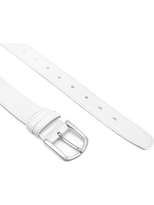 Rakerplus Beyaz Rugan 3,5 cm  (85-110cm) Erkek Çocuk Klasik Kemer
