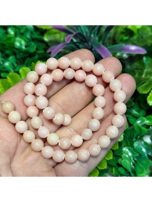 Taş Uzmanı Küre Mat Pembe Renkli Kuvars Taşı 8 mm