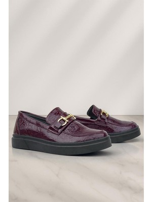 Rakerplus Bordo Tokalı Loafer Çocuk Klasik Ayakkabı