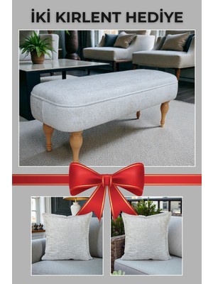 Visionario Dikdörtgen Puf – Magellan Ithal Kadife Kumaş Ahşap Ayaklı Modern Tasarım Kırlent Hediyeli