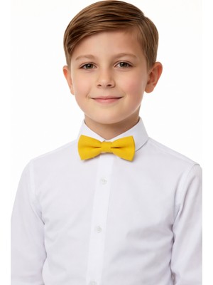 Sibel Günay Butik Çocuk Sarı Lastikli Papyon | 4–12 Yaş Ayarlanabilir | Özel Gün ve Bayram Aksesuarı