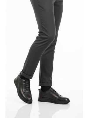 Aspor Siyah Hakiki Deri Erkek Casual Ayakkabı