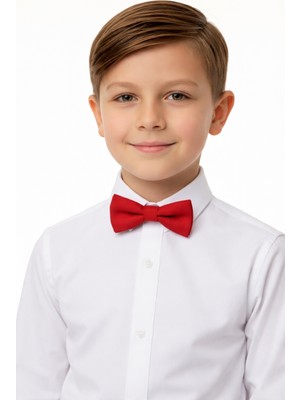 Sibel Günay Butik Çocuk Kırmızı Lastikli Papyon | 4–12 Yaş Ayarlanabilir | Özel Gün ve Bayram Aksesuarı