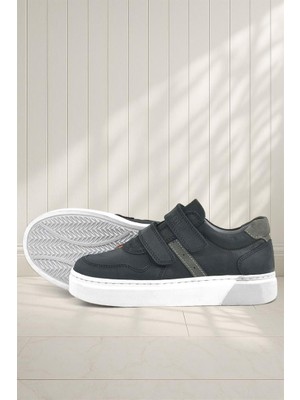 Rakerplus Hakiki Deri Siyah Cırtlı Erkek Çocuk Sneaker