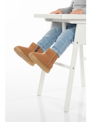 Aspor Taba Içi Kürklü Fermuarlı Kız Bebek Düz Bot