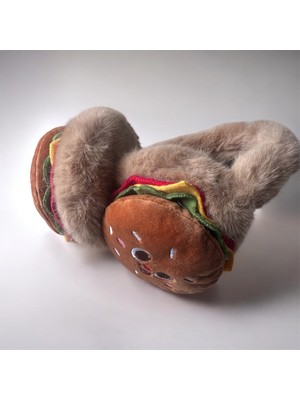 ALS Tasarım Dünyası Bej Renk Peluş Kulakları Soğuktan Koruyucu Hamburger Sıcak Tutan Kulaklık