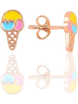 Normadia Sevimli Gümüş Çocuk Küpesi, Zarif ve Renkli Takı Seti