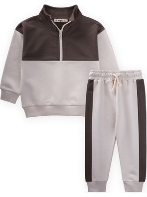 Cigit Sweatshirt Takım 2-10 Yaş Kahverengi