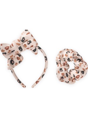 Cigit Taç Fiyoklu Lastikli Toka Seti Taş Leopar  Desen