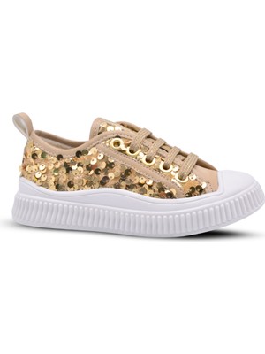 Kids A More Sweet Kız Çocuk Pullu ve Bağcıklı Altın Renk Sneaker