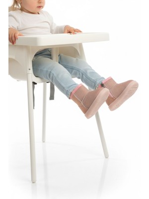 Aspor Pembe Simli Içi Kürklü Fermuarlı Kız Bebek Düz Bot