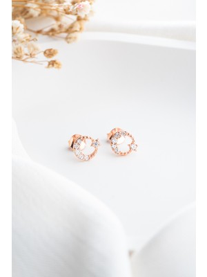 Normadia 925 Ayar Rose Kaplama Gümüş Ay Yıldız Minimal Küpe