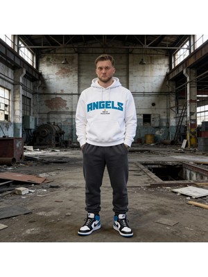 Dune Clothings Angels By Dune Pamuk 3 Iplik Şardonlu Kapüşonlu Beyaz Sweatshirt
