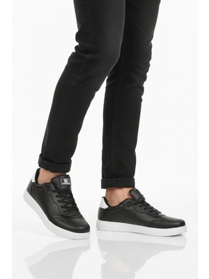 Walkway Siyah Beyaz Büyük Numara Bağcıklı Erkek Spor Ayakkabı