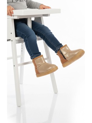 Aspor Taba Simli Içi Kürklü Fermuarlı Kız Bebek Düz Bot