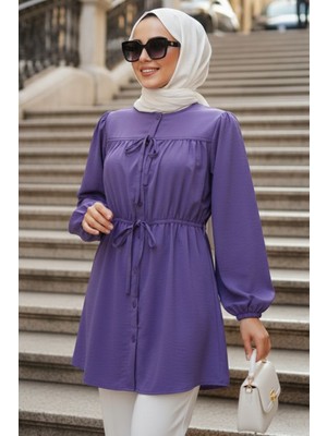 Düğmeli Mor Tesettür Tunik 20287MOR