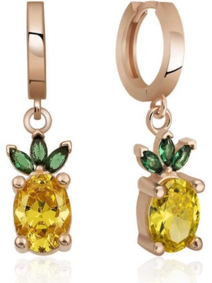 Normadia Parlak Ananas Figürlü Zarif Gümüş Küpe, Şık Takı Seçeneği