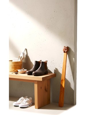 Kedi Figür Model Ceviz Ahşap El Oyması Ayakkabı Çekeceği 45 cm