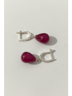 Normadia 925 Ayar Gümüş Yakut Taşlı Zarif Damla Küpe, Şıklığınızı Tamamlar