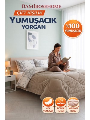 Bamirose Diamond Lüx Wellsoft Çift Kişilik Çift Taraflı Yorgan + Yastık Kılıfı, Uyku, Çeyiz Seti