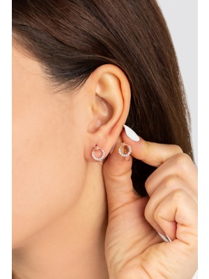 Normadia Parlak Beyaz Zirkon Taşlı Gümüş Klipsli Ay Yıldız Küpe