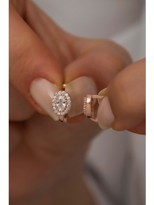 Normadia 925 Ayar Gümüş Minik Oval Zirkon Taşlı Zarif Tektaş Küpe