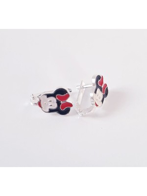 Normadia Sevimli Minnie Mouse Tasarımlı Gümüş Çocuk Küpesi