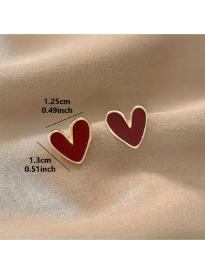 Normadia 925 Ayar Gümüş Kırmızı Taşlı Kalp Figürlü Şık Küpe