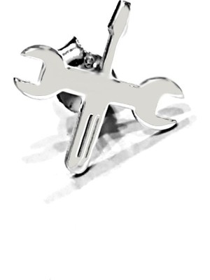 Normadia Gümüş Erkek Küpe ve Tornavida Modeli Anahtar Takımı