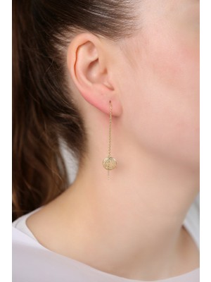 Normadia Kadın Çiçek Zincir Gümüş Küpe, Zarif ve Şık Takı Seçeneği