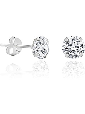 Normadia 925 Ayar Gümüş Mini Tek Taş Küpe, Şık ve Zarif Takı