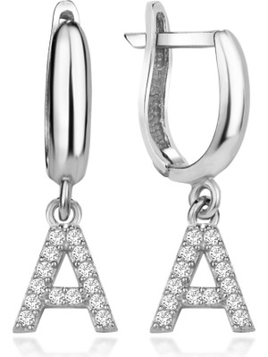 Normadia 925 Ayar Gümüş A Harfi Taşlı Küpe, Şık ve Zarif Tasarım