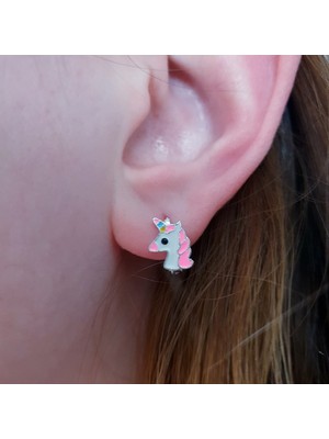 Normadia Gümüş Çocuk Küpesi, Sevimli Unicorn Atı Tasarımı, Şık ve Zarif Takı