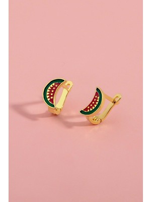 Normadia 925 Ayar Gümüş Mineli Karpuz Çocuk Küpesi, Şık ve Hafif Tasarım