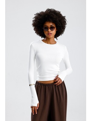 Rose Arya Kırık Beyaz Uzun Kol Parmak Badi