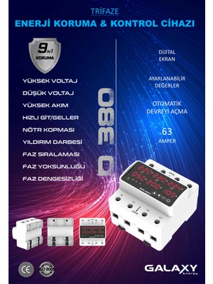 GALAXY Energy Galaxy D380 Trifaze Akım Kontrol Cihazı 63A