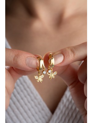 Normadia 925 Ayar Gümüş Çift Yusufçuk Taşlı Zarif Küpe