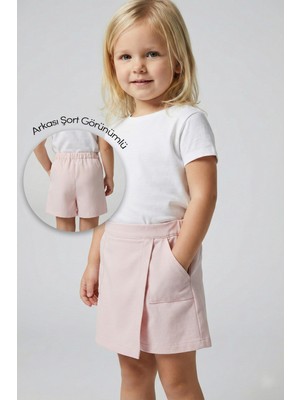 Kız Çocuk Pembe %100 Pamuklu Şortlu Etek (2-3 Yaş 7-8 Yaş)