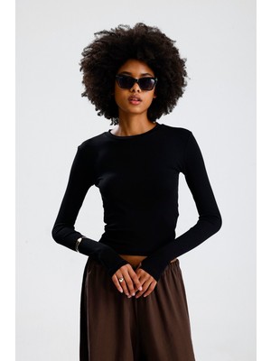 Rose Arya Siyah Uzun Kol Parmak Badi