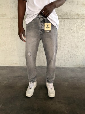 KağanKY Gri Yırtıklı Boyfriend Jean