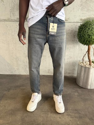 KağanKY Lacivert Yıkamalı Boyfriend Jean